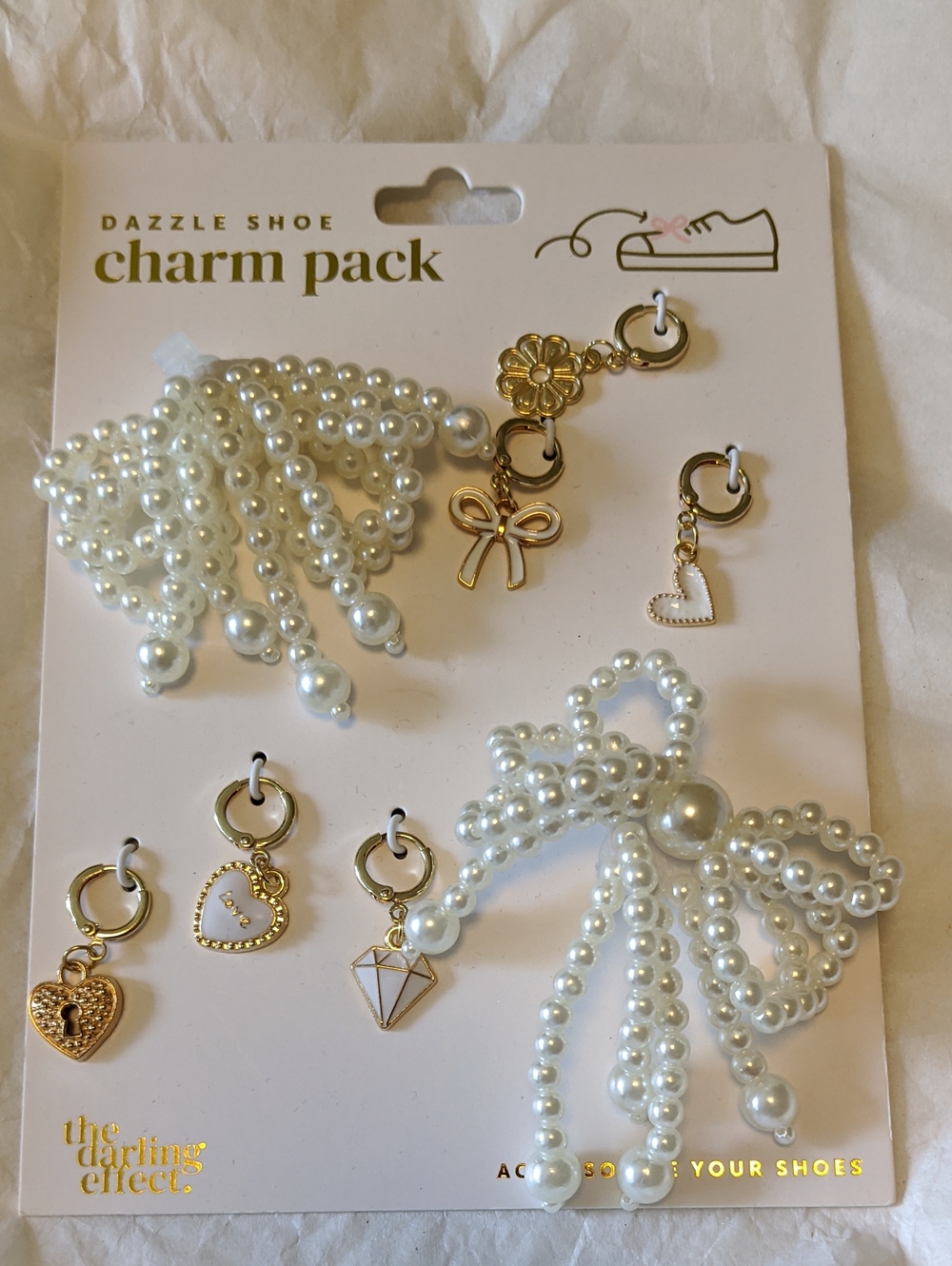 DAZZLE SHOE CHARM PACK THE DARING EFFECT New Wedding Bridal Heart Romance Pearls